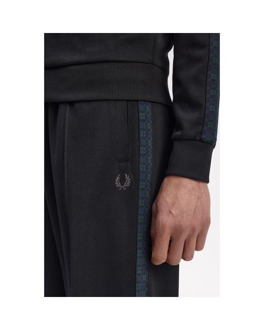 Fred Perry Blue Blackwatch Open Hem Woven Tracksuit Joggers for men