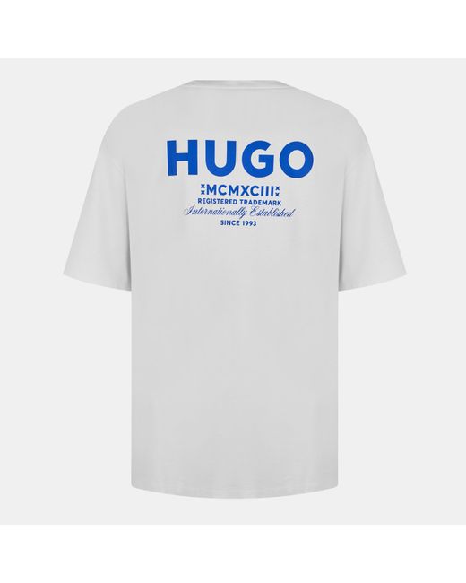 HUGO White Printed Logo Back T-Shirt With Mcmxciii Text for men