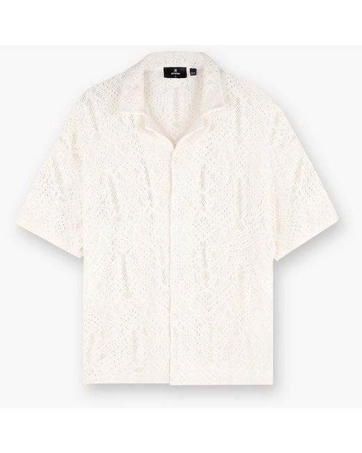 Represent White Rep All Over Crochet Cotton Short Sleeve Shirt for men