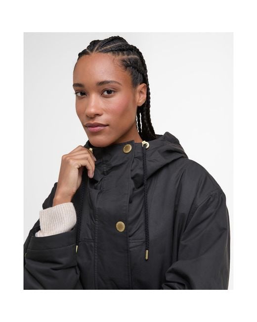 Barbour Black Dena Showerproof Hooded Long Sleeve Full Zip Rain Anorak