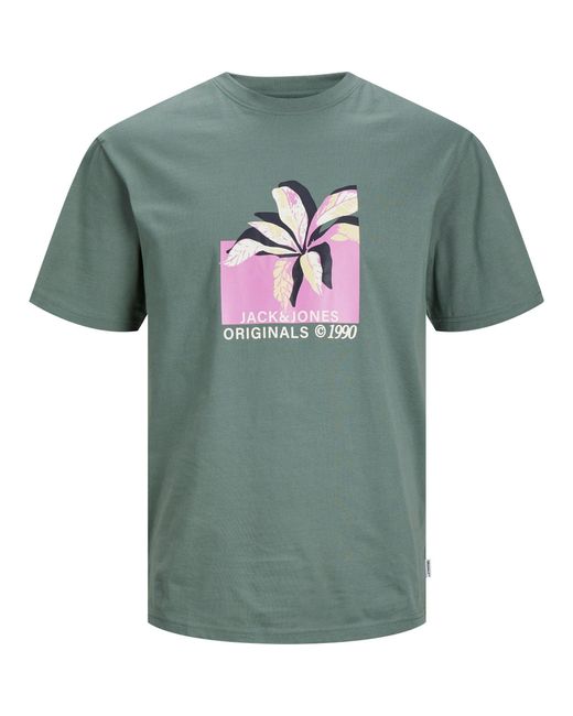 Jack & Jones Green And Regular Fit Crew Neck T-Shirt for men