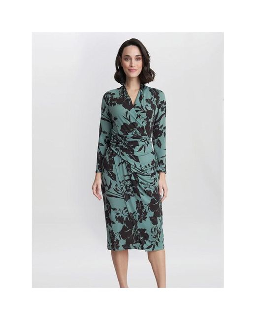 Gina Bacconi Green Ivy Jersey Wrap Dress