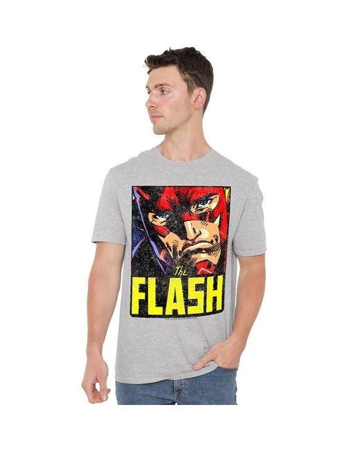 Dc Comics Gray The Flash Comic Panel T-Shirt Athletic Heather for men