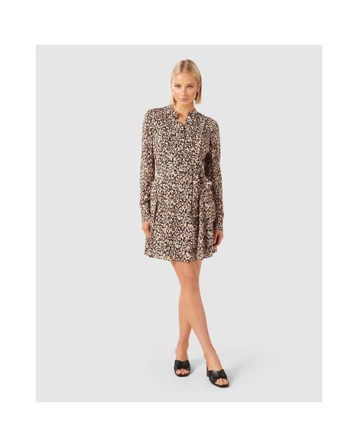 Forever New Brown Perry Shirt Godet Dress