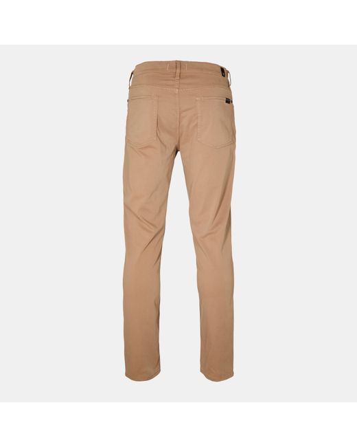 7 For All Mankind Natural Slimmy Sateen Slim Fit Trousers for men