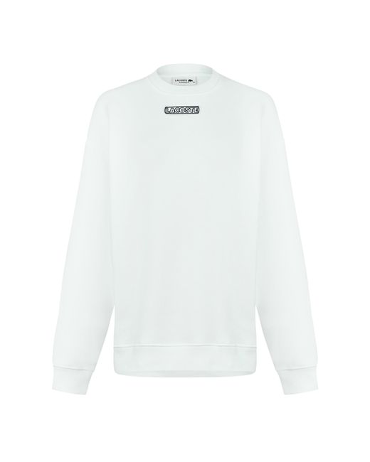 Lacoste White Crew-Neck Logo Sweatshirt