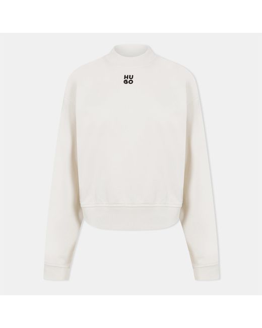 HUGO White Mock-Neck Sweatshirt