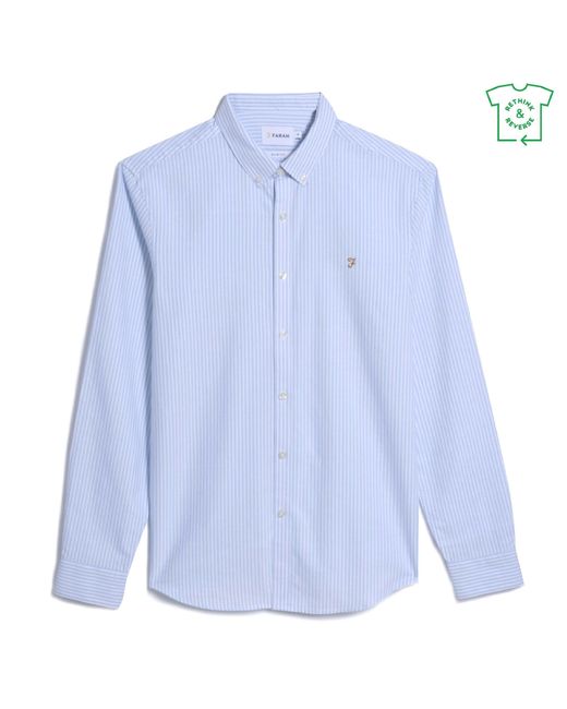 Farah Blue Long Sleeve Patterned Shirt for men