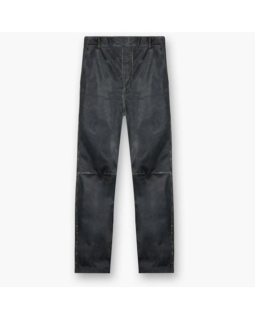 Represent Gray Distressed Leather Trousers for men