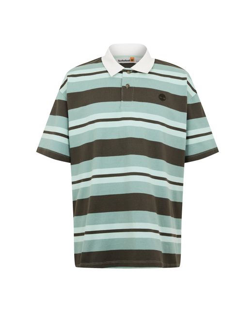 Timberland Green Striped Rugby Short Sleeve Polo Shirt for men