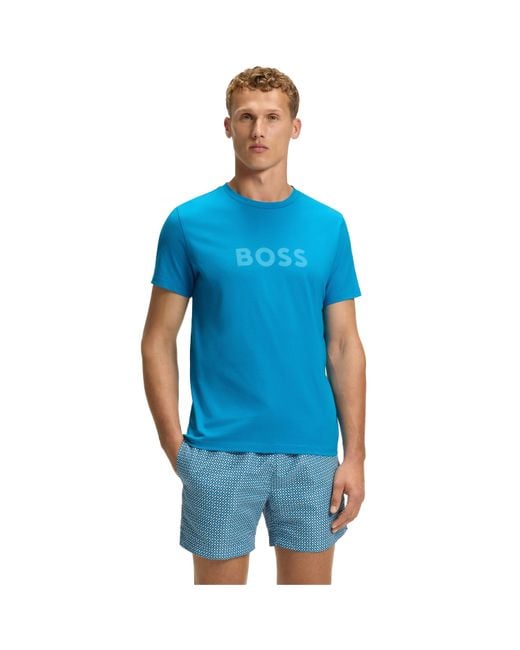 Boss Blue Bodywear Short Sleeve T-Shirt With Logo Print Detail for men