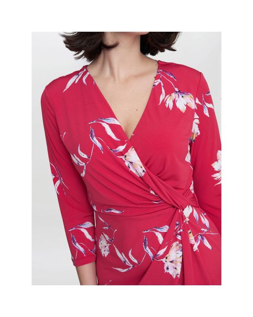 Gina Bacconi Red Darcy Jersey Wrap Dress
