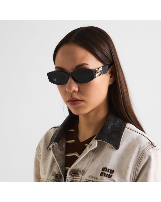 Miu Miu Gray Oval Sunglasses