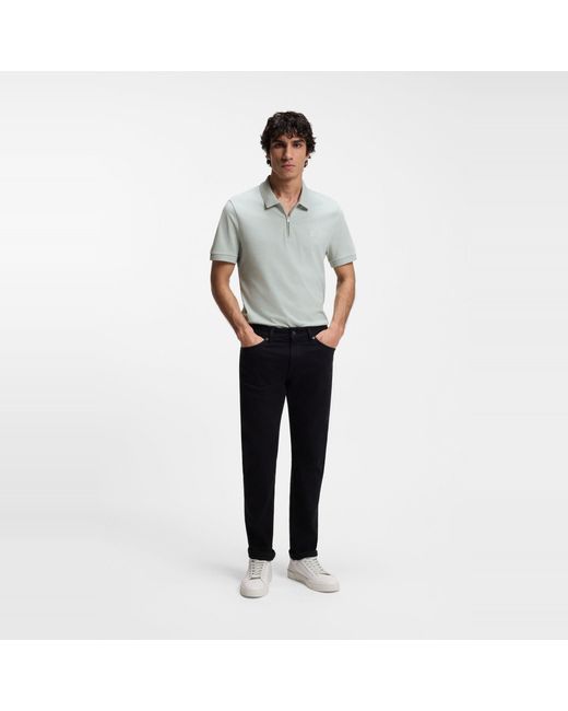 Boss Gray Short Sleeve Quarter Zip Polo Top for men