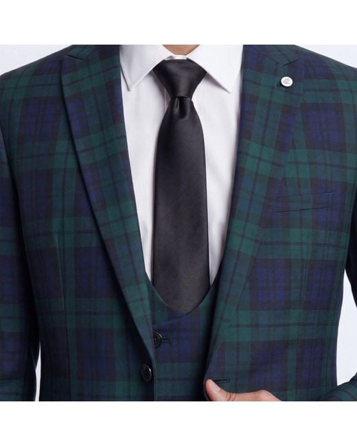 Twisted Tailor Blue Ginger Slim Fit Tartan Suit Jacket for men