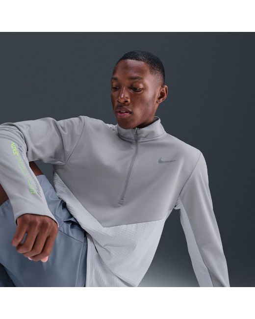 Nike Gray Long Sleeve Performance Running Top for men