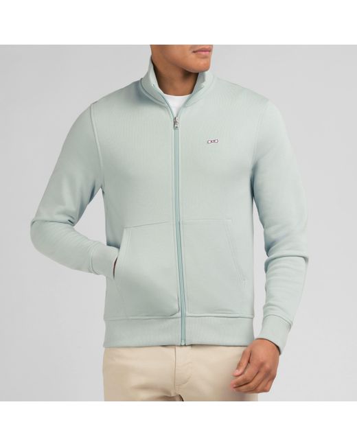 Eden Park Green Zipped Sweatshirt, Stand-Up Collar for men