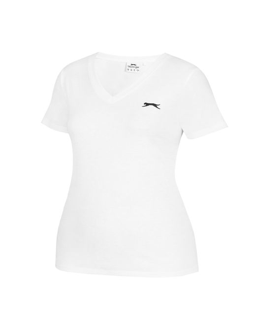 Slazenger 1881 White Ladies V Neck Tee Shirt