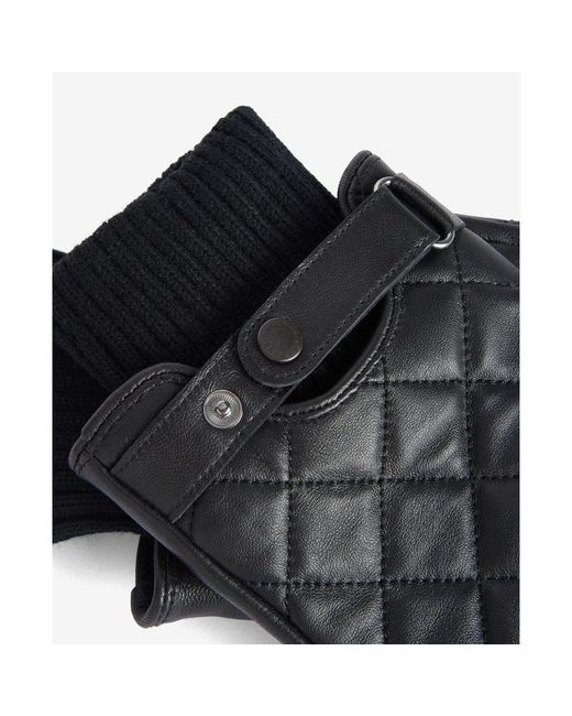 Barbour Gray Quilted Leather Gloves for men