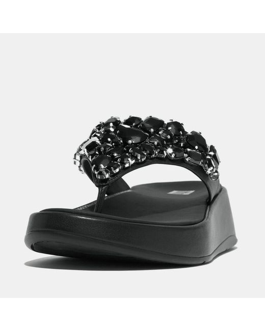 Fitflop Black Fit Flop F-Mode Jewel-Deluxe Flatform Sandals