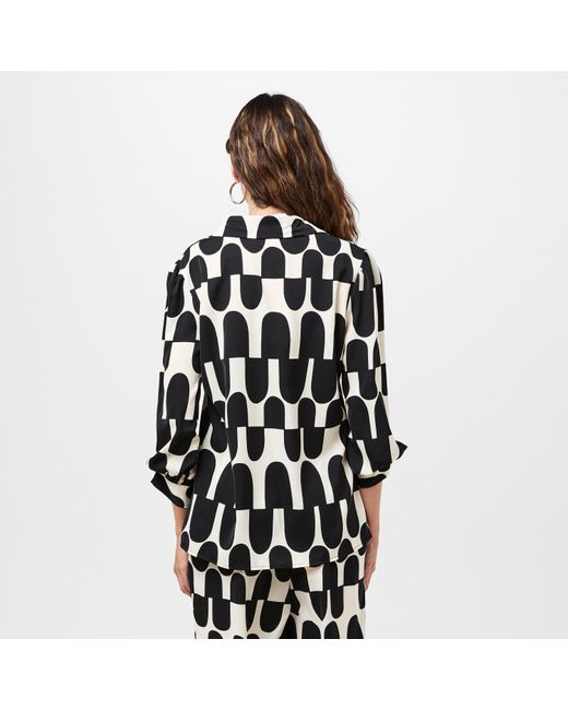 AX Paris Black And Cream Geometric Print 3/4 Sleeve Shirt