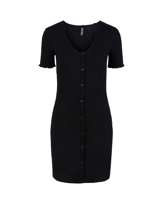Pieces Black Nukisa V-Neck Mini Dress