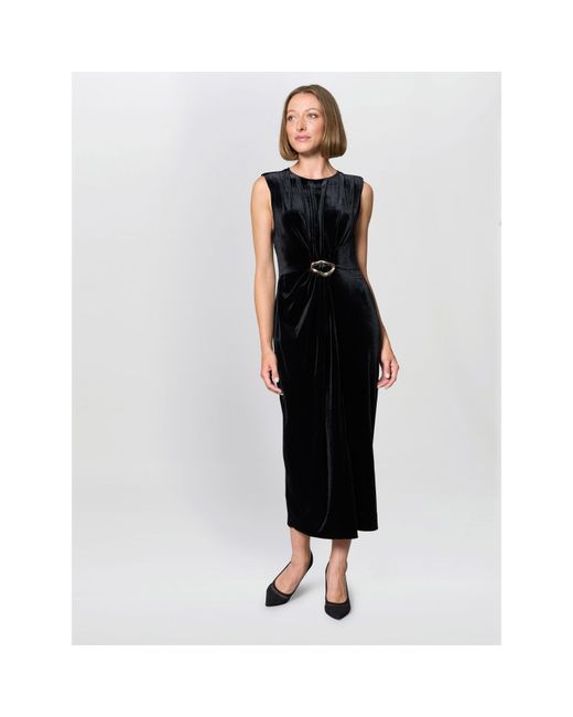 Gina Bacconi Black Claudine Velvet Midi Dress
