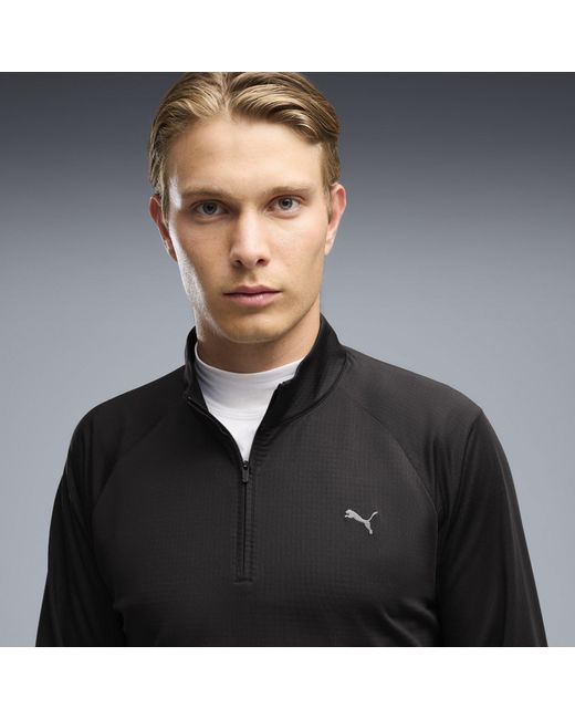 PUMA Black Pure Grid 1/4 Zip Pullover for men
