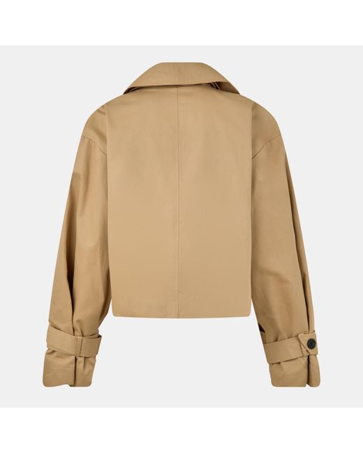 EDITED Natural Rosa Lightweight Cropped Double Breasted Cotton Long Sleeve Trench Coat