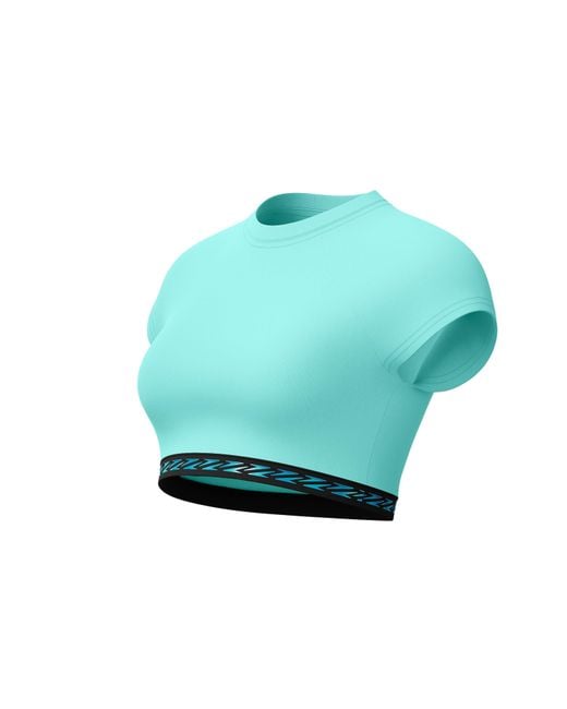 Speedo Blue Solid Logo Elastic Crop Top