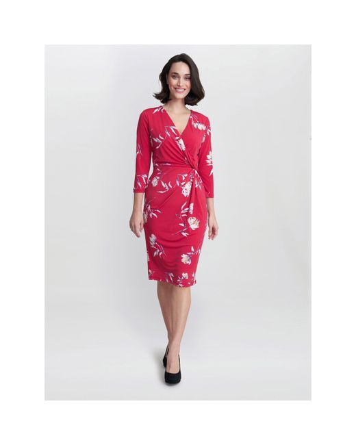 Gina Bacconi Red Darcy Jersey Wrap Dress