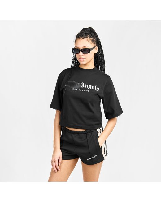 Palm Angels Black Spray T Cropped Crop Top