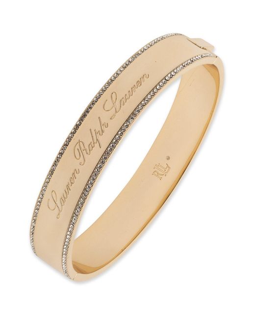Ralph Lauren Lauren Ralph Lauren & Crystal Logo Bangle in Natural