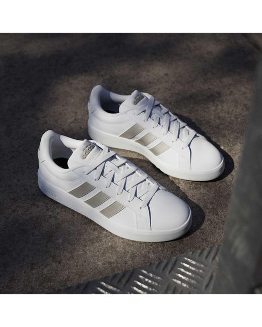 Adidas White Grand Court Base Trainers
