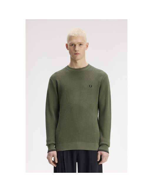 Fred Perry Green Crew Neck Jumper for men