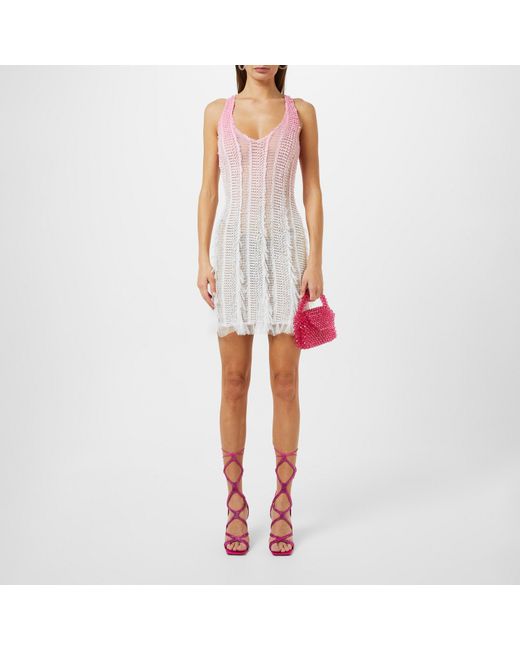 Roberta Einer Purple Angel Plunge Mini Dress