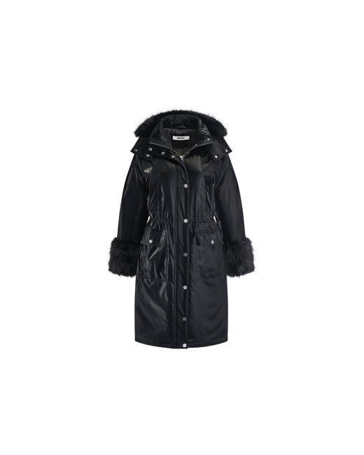DKNY Black Faux Fur Lngjkt Ld64