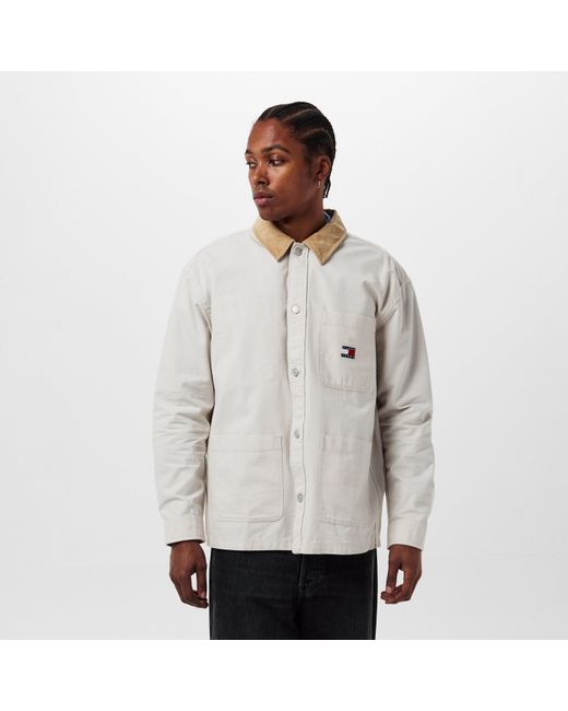 Tommy Hilfiger White Cord Textured Relaxed Fit Overshirt for men
