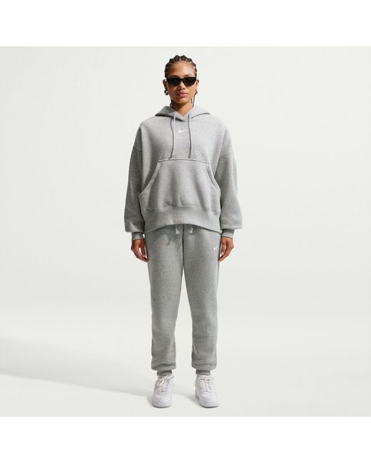 Nike Gray Sportswear Phoenix Fleece Mid-Rise Sweatpants