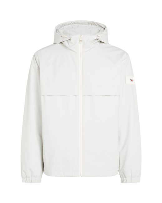 Tommy Hilfiger White Technical Hooded Long Sleeve Zip Windbreaker for men