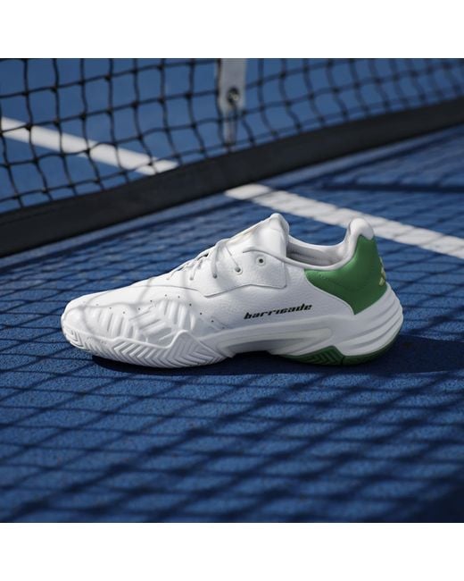 Adidas White Barricade 13 Leather Tennis Shoes for men