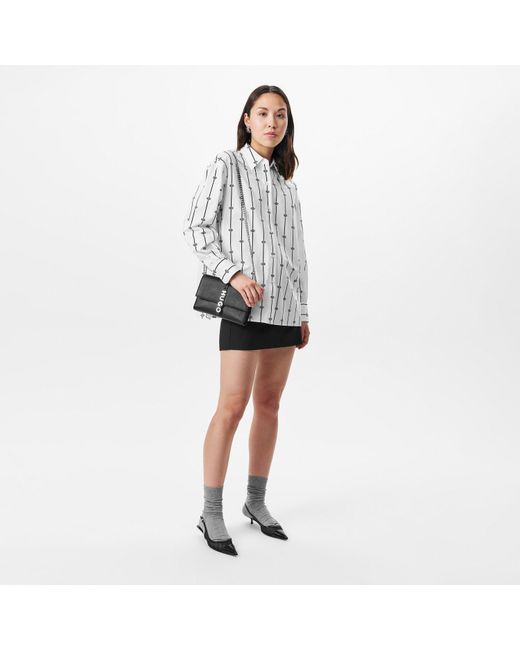 HUGO White Eskil Long Sleeve Patterned Shirt