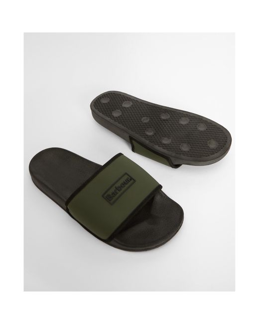 Barbour Green Cresswell Sliders for men