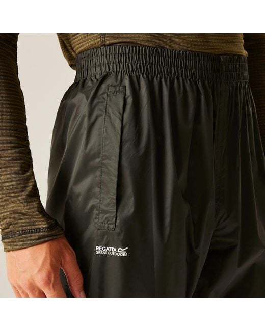 Regatta Black Pack It Waterproof Overtrousers for men