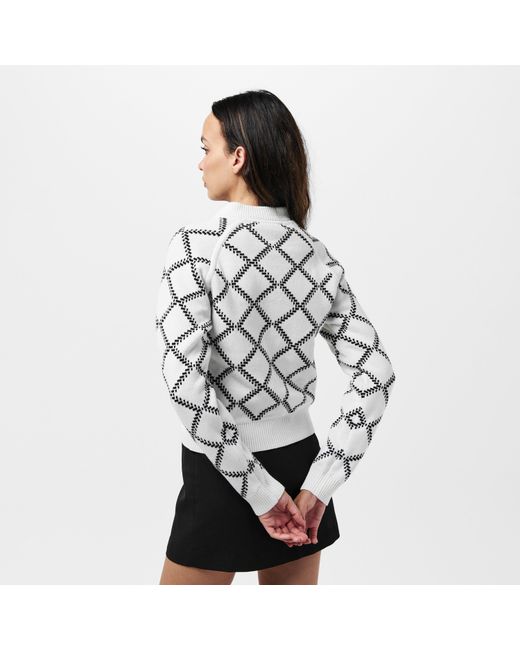 French Connection White Odessa Reversible Check Cardigan