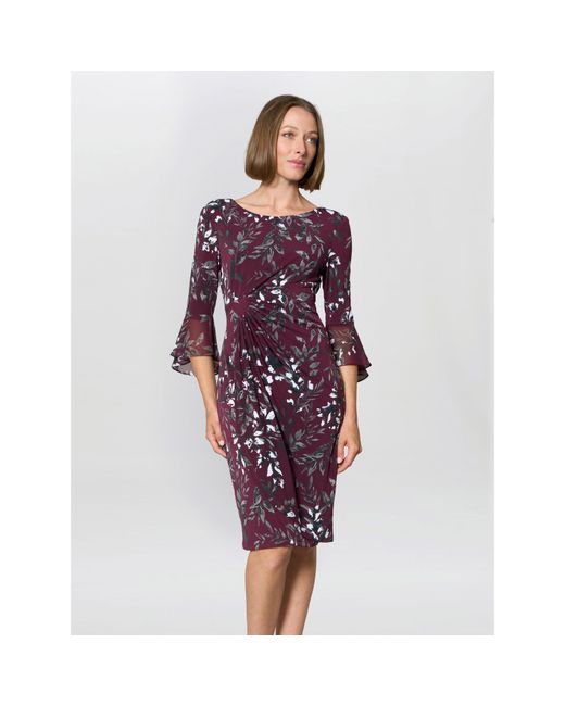 Gina Bacconi Red Kristin Floral Sheath Dress