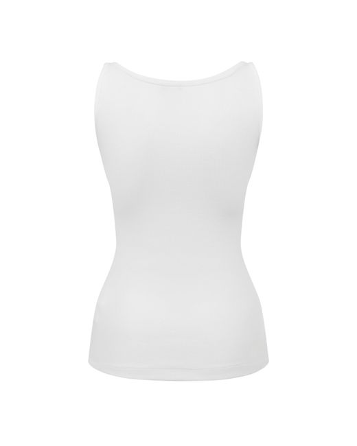 Versace White 90S Vintage Logo Ribbed Tank Top