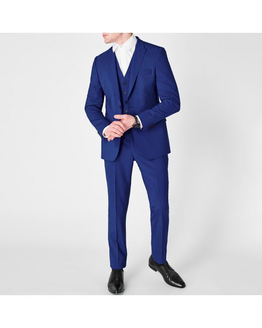 Without Prejudice Blue Perrin Slim Fit Suit Trousers for men