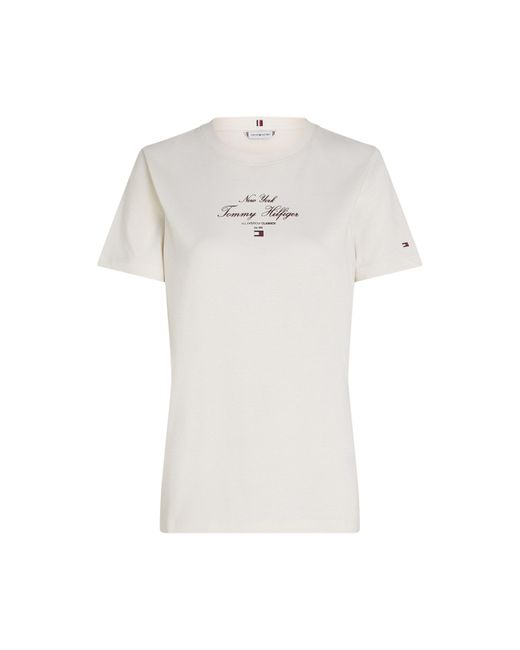Tommy Hilfiger White Script Short-Sleeve Regular Fit T-Shirt