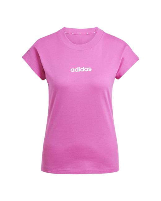 Adidas Purple Essentials Linear Cotton T-Shirt
